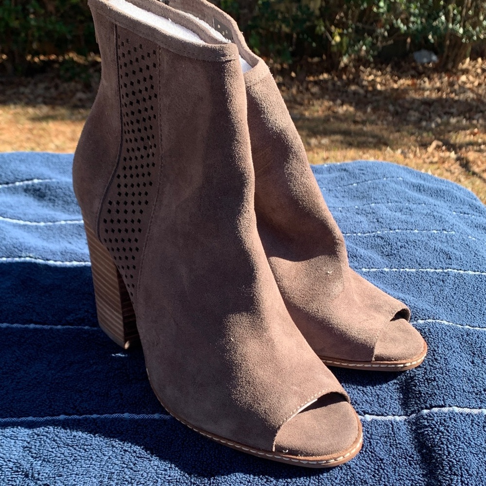 Brown Peep-Toe Ankle Boots